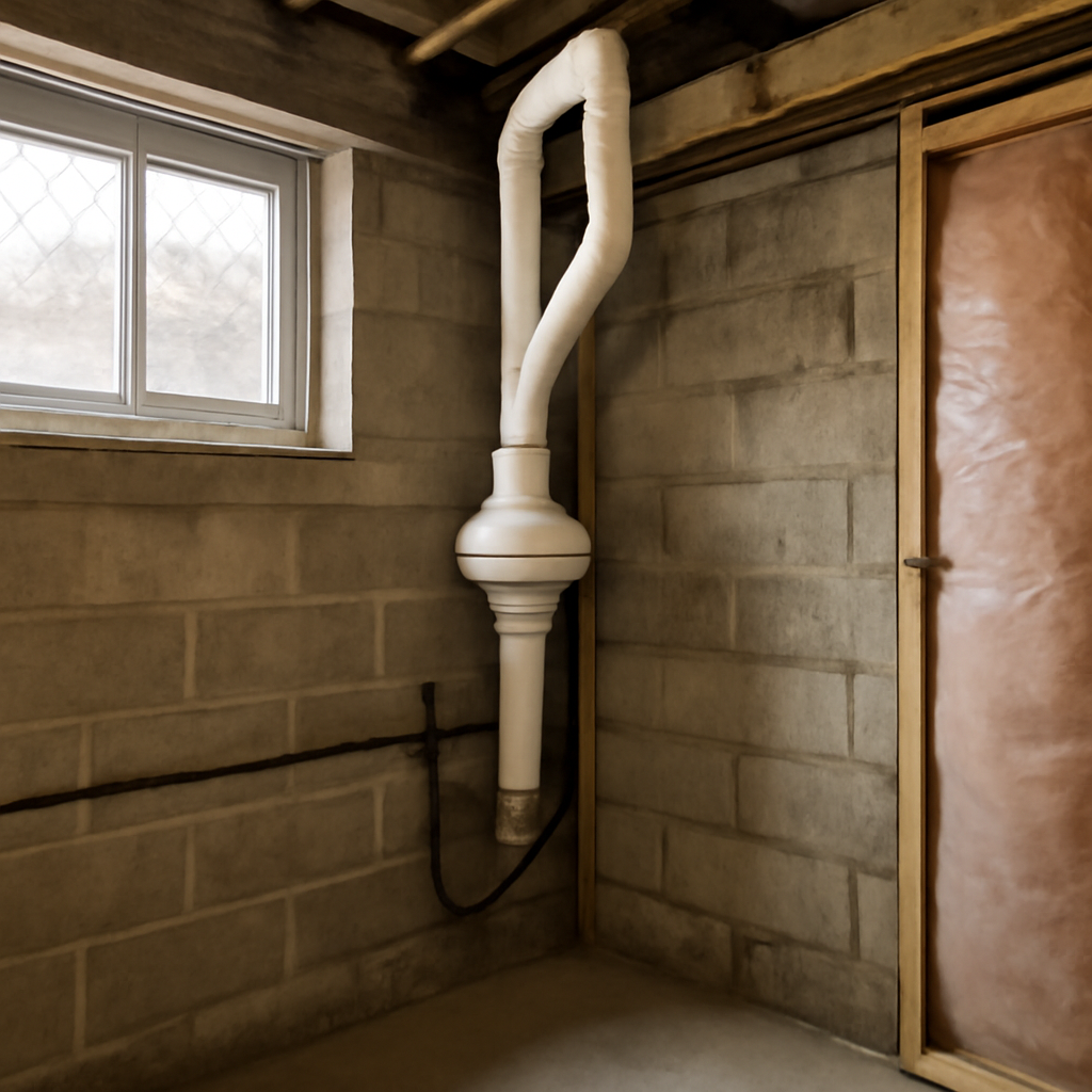 Basement radon mitigation system