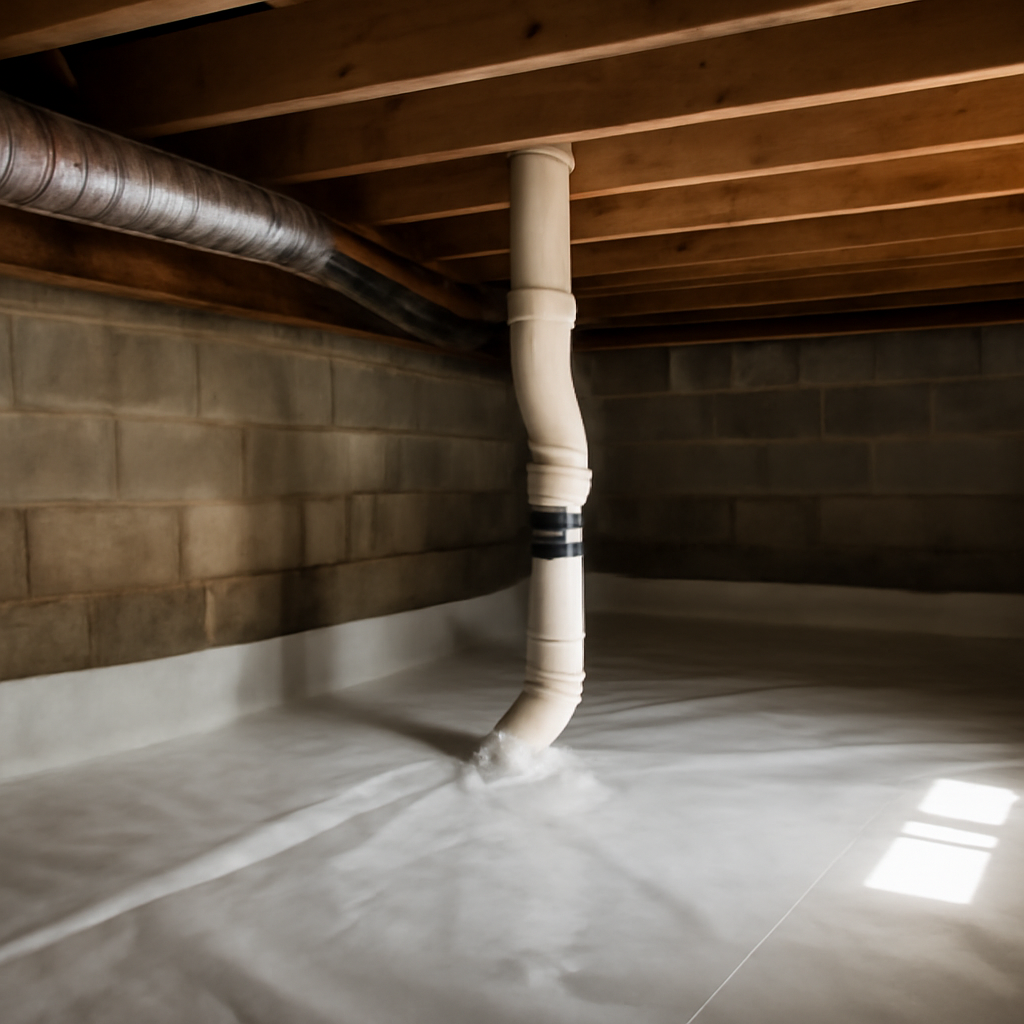 Radon mitigation crawl space