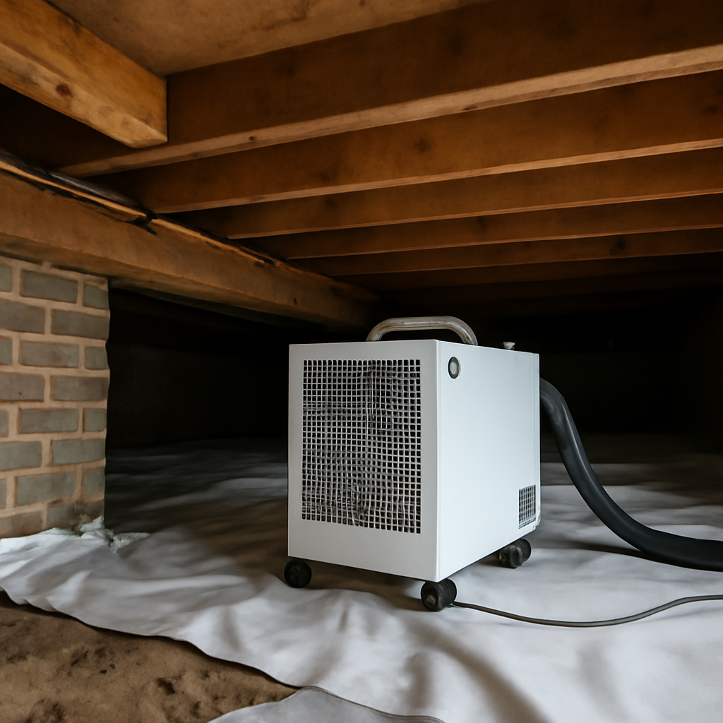 Crawl space dehumidifier installation