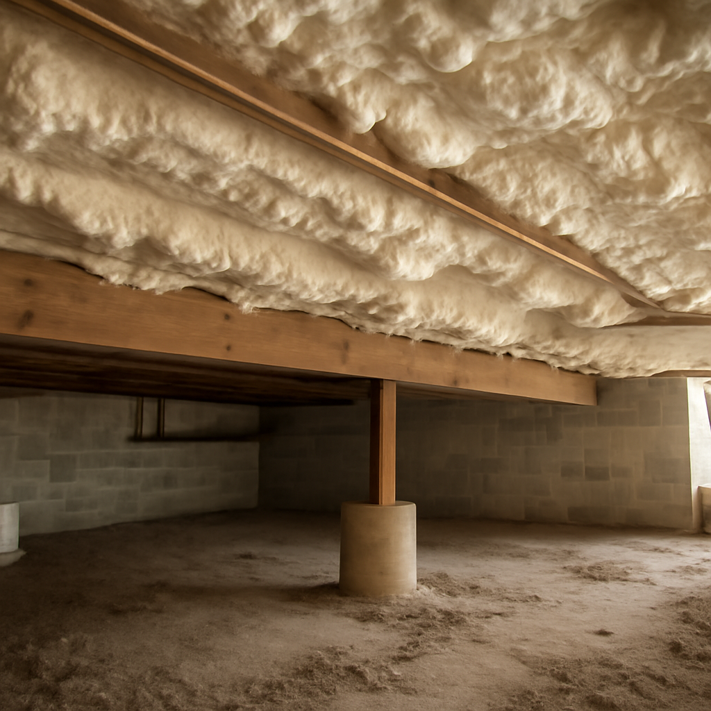 Spray foam insulation crawl space