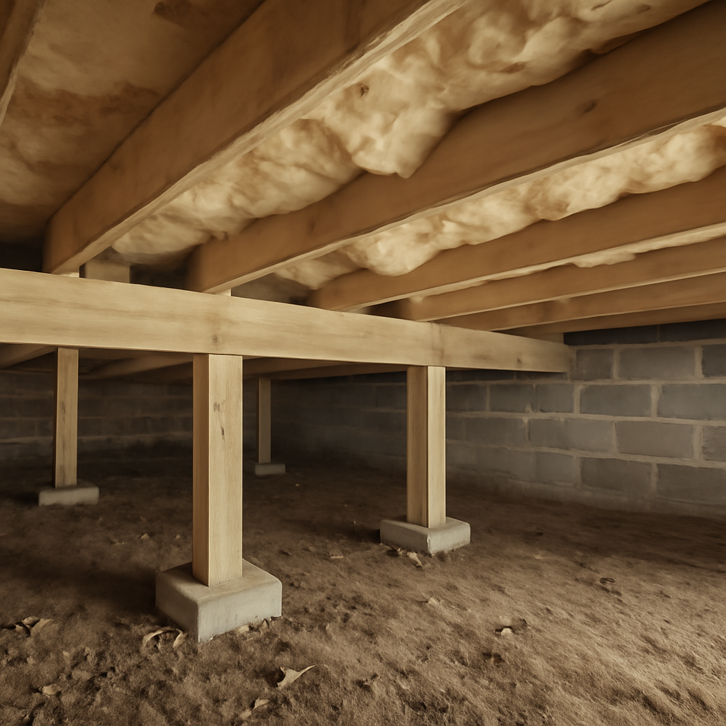 Floor joist insulation crawl space