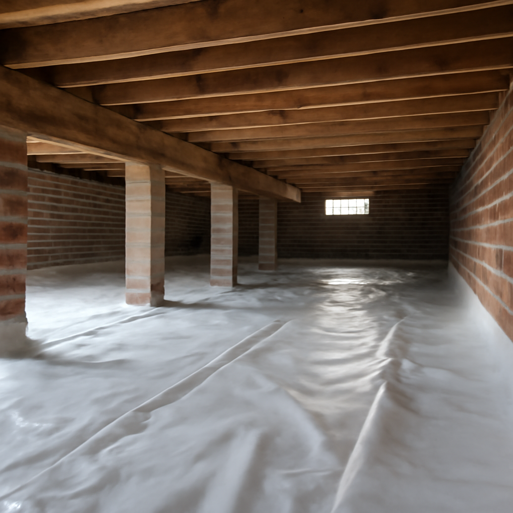 Crawl space vapor barrier installation